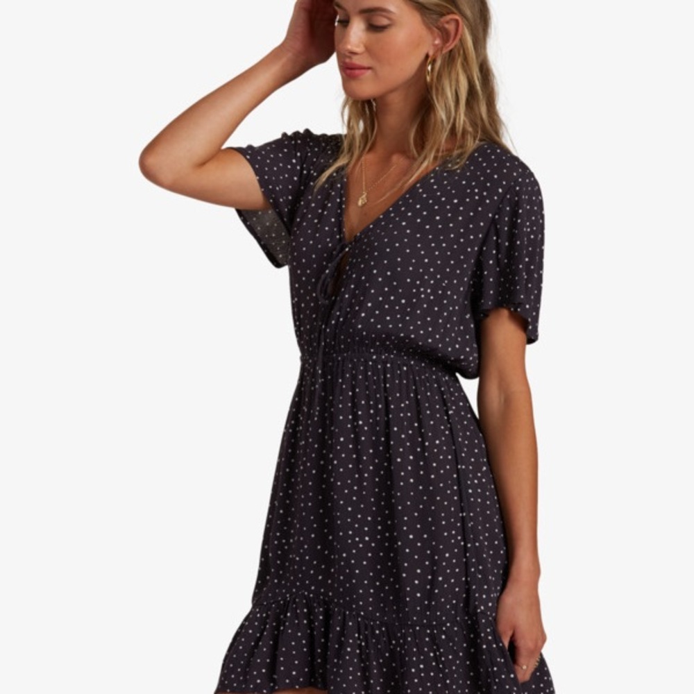 Billabong Black and White Polka Dot Mini Dress 0001